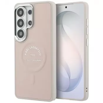 Karl Lagerfeld Embossed Ring RSG Logo MagSafe dėklas, skirtas Samsung Galaxy S26 Ultra - Rožinis