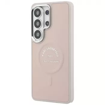 Karl Lagerfeld Embossed Ring RSG Logo MagSafe dėklas, skirtas Samsung Galaxy S26 Ultra - Rožinis
