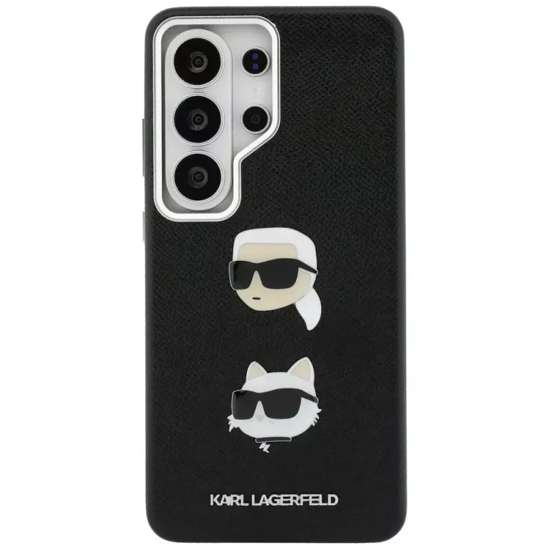 Karl Lagerfeld Saffiano Double Heads Metal Dėklas, Samsung Galaxy S26 Ultra, Juodas
