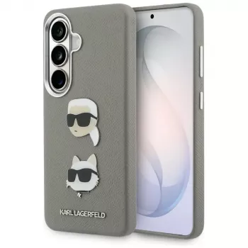 Karl Lagerfeld Saffiano DoubleHeads Metal Case Samsung Galaxy S26 Sidabrinis