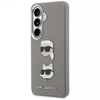Karl Lagerfeld Saffiano DoubleHeads Metal Case Samsung Galaxy S26 Sidabrinis