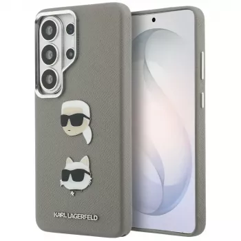 Karl Lagerfeld Saffiano DoubleHeads Metal Case, Samsung Galaxy S26 Ultra, sidabrinis