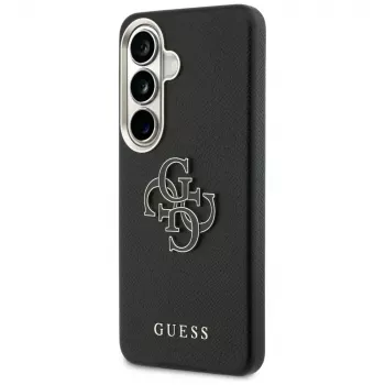 Guess Grained Big 4G Metal Logo Dėklas, skirtas Samsung Galaxy S26+, juodas