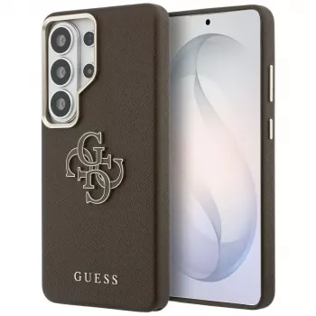 Guess Grained Big 4G Metal Logo Dėklas, skirtas Samsung Galaxy S26 Ultra - Ruda