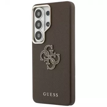 Guess Grained Big 4G Metal Logo Dėklas, skirtas Samsung Galaxy S26 Ultra - Ruda