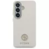 Guess Rhinestone Round Logo MagSafe Dėklas, skirtas Samsung Galaxy S26, smėlio spalvos