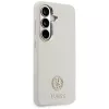 Guess Rhinestone Round Logo MagSafe Dėklas, skirtas Samsung Galaxy S26, smėlio spalvos