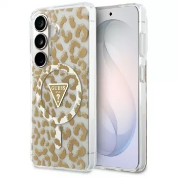 Guess IML Leopard Print Triangle MagSafe Dėklas Samsung Galaxy S26 (Ruda)