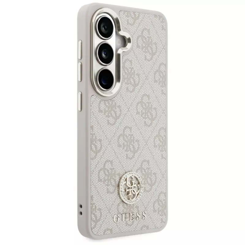Guess 4G Big Rhinestone Triangle Strap MagSafe Phone Case & Lanyard Set for Samsung Galaxy S26, Pink