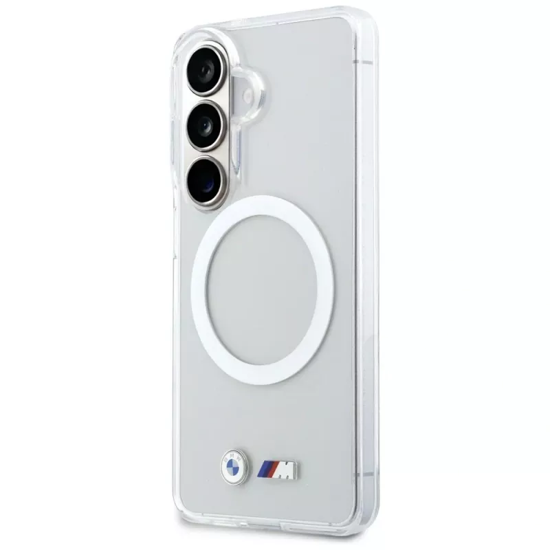BMW IML Shockproof Metal Logo MagSafe Case for Samsung Galaxy S26 Transparent
