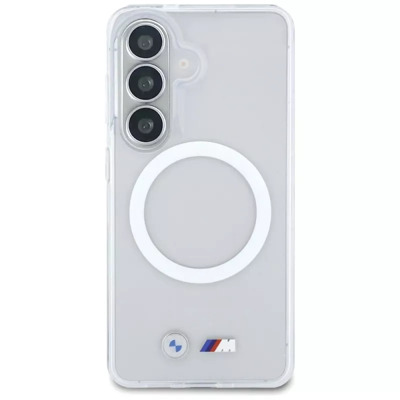 BMW IML Shockproof Metal Logo MagSafe Case for Samsung Galaxy S26 Transparent
