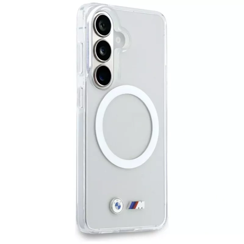 BMW IML Shockproof Metal Logo MagSafe Case for Samsung Galaxy S26 Transparent