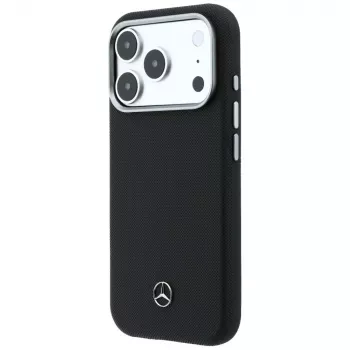 Mercedes Leather Semi Wrap GrillPattern MagSafe Case for iPhone 17 Pro Black