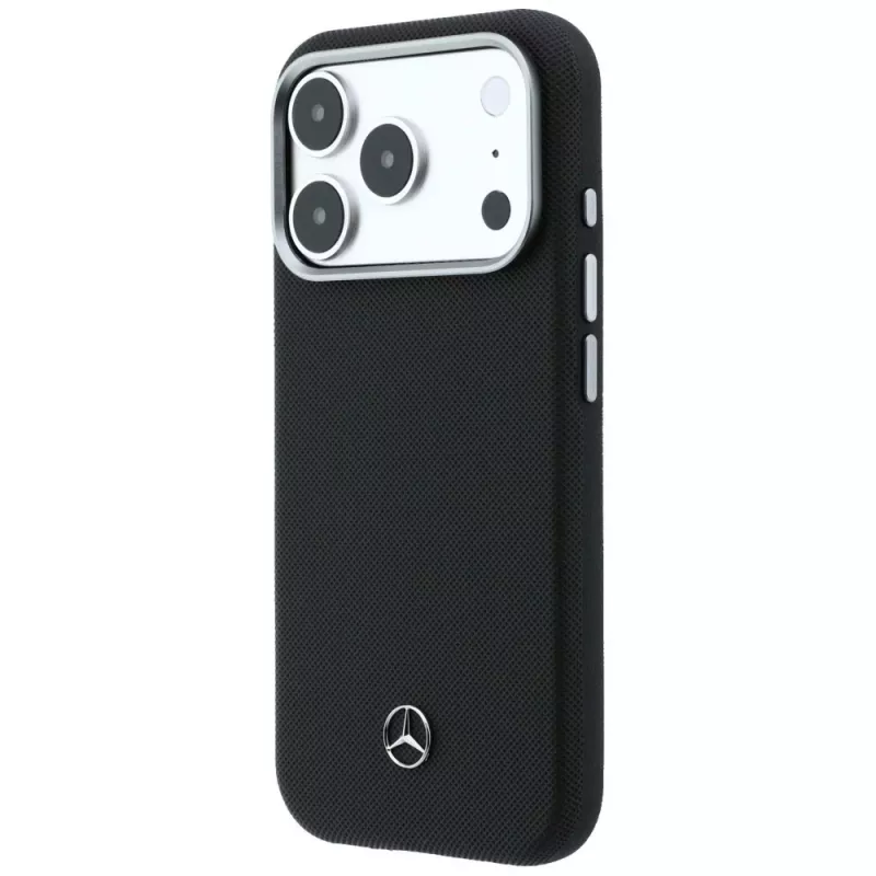 Mercedes Leather Semi Wrap GrillPattern MagSafe Case for iPhone 17 Pro Black