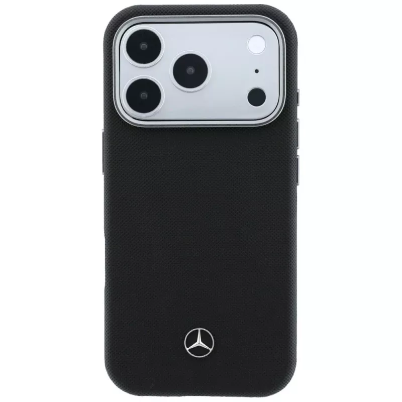 Mercedes Leather Semi Wrap GrillPattern MagSafe Case for iPhone 17 Pro Black
