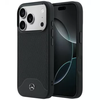 Mercedes Leather Wood Effect and Curve MagSafe Case for iPhone 17 Pro Max Black