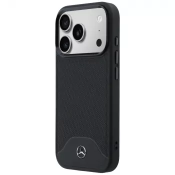 Mercedes Leather Wood Effect and Curve MagSafe Case for iPhone 17 Pro Max Black
