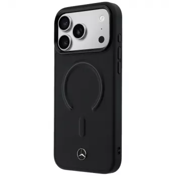 Mercedes Leather 3D MagSafe Case, skirtas iPhone 17 Pro, juoda