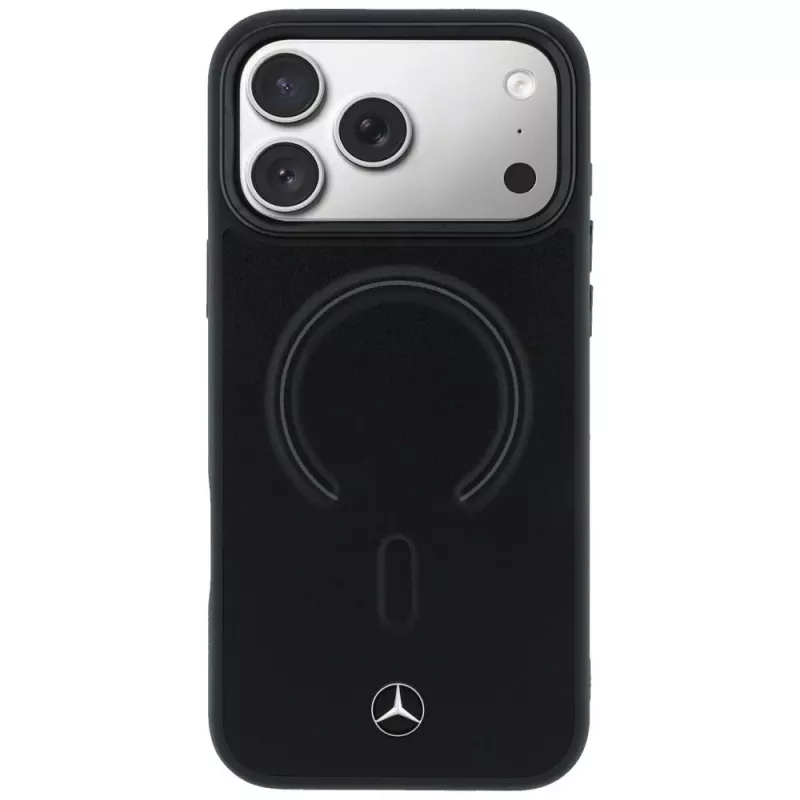 Mercedes Leather 3D MagSafe Case, skirtas iPhone 17 Pro, juoda