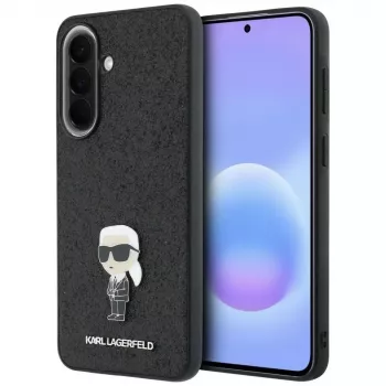 Karl Lagerfeld Fixed Glitter Ikonik Logo Metal Pin Dėklas, Samsung Galaxy A37 5G, Juodas