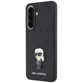 Karl Lagerfeld Fixed Glitter Ikonik Logo Metal Pin Dėklas, Samsung Galaxy A37 5G, Juodas