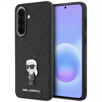 Karl Lagerfeld Fixed Glitter Ikonik Logo Metal Pin Back Cover, Samsung Galaxy A57 5G, juoda