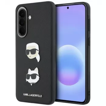 KARL LAGERFELD Etui Samsung Galaxy A37 5G su Karl & Choupette galvomis, smeigtukais ir logotipu, juoda