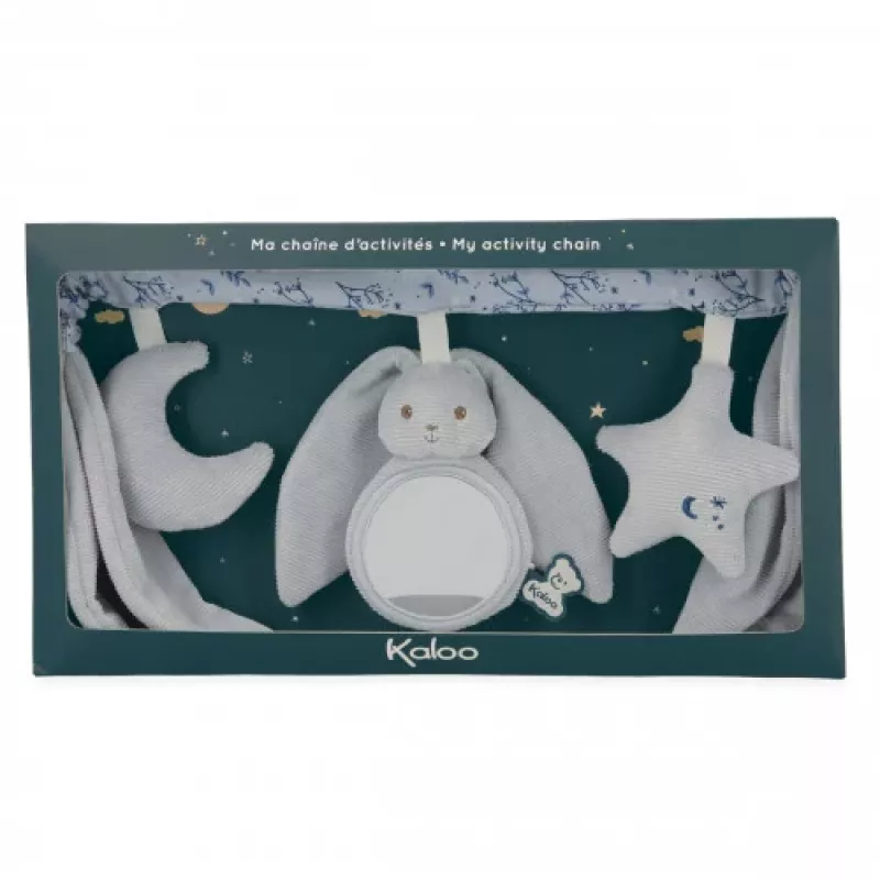 Kaloo Lapinoo Blue Rabbit vežimėlio žaislų grandinėlė