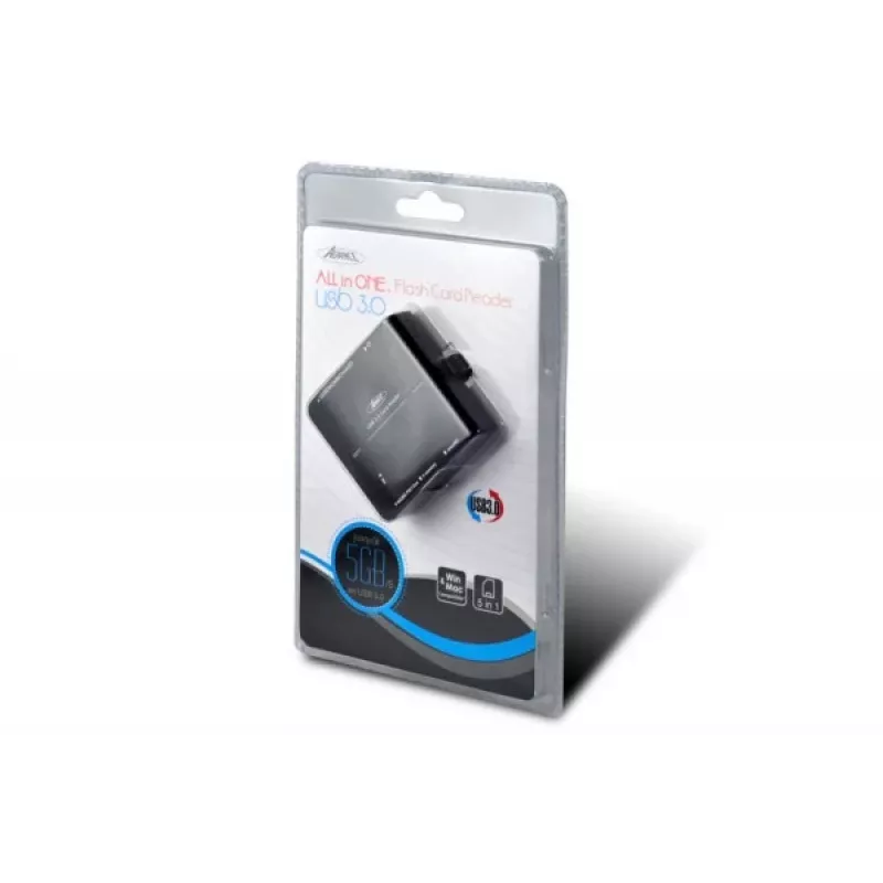 EXERTIS CONNECT USB 3.0 kortelių skaitytuvas – kompaktiškas atminties ir SIM kortelių skaitytuvas (730985)