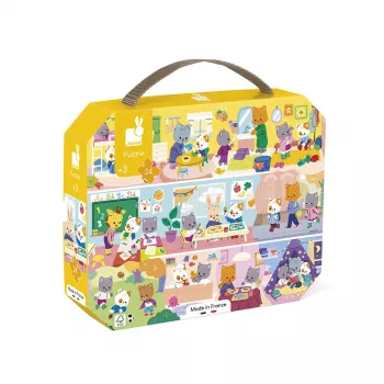 Janod Puzzle in Suitcase Rhythm of the Day 24 Pieces 3+ Made in France