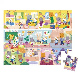 Janod Puzzle in Suitcase Rhythm of the Day 24 Pieces 3+ Made in France