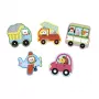 Janod Progressive Puzzle Set of 5 Puzzles - 2, 4, 6, 8 and 10 Pieces - Vehicles 2+