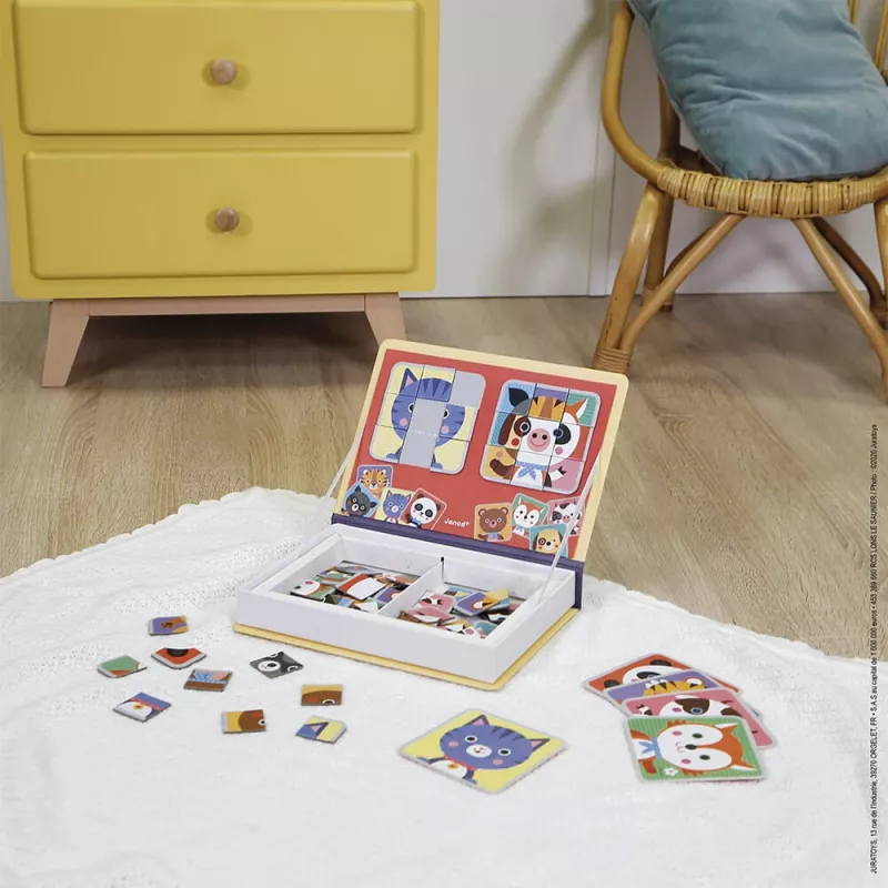 Janod Magnetibook Puzzle Animals Magnetinė Dėlionė Knygelė