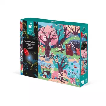Janod Forest Glow-in-the-Dark Jigsaw Puzzle su UV lempa, 24 dalių