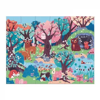Janod Forest Glow-in-the-Dark Jigsaw Puzzle su UV lempa, 24 dalių