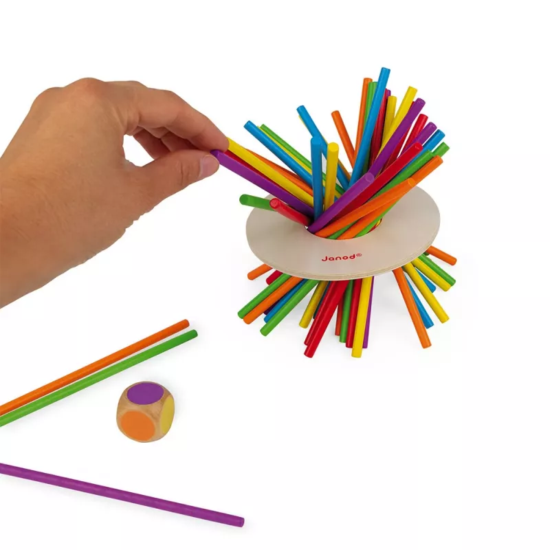 Janod Crazy Sticks: miklumo žaidimas iš medžio 1–4 žaidėjams, įvairių spalvų