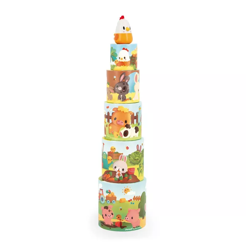 Janod Stacking Pyramid Toy Farm Hen