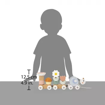 Janod Sweet Cocoon Magnetinis traukinukas-sraigė su kaladėlėmis ir barškutuku, 12m+