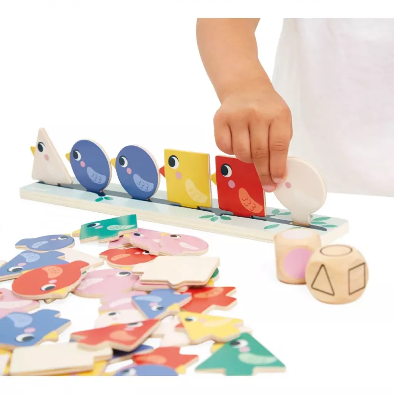 Janod Educational Sorting Game Shape, Color and Size Sorting Birds 2+