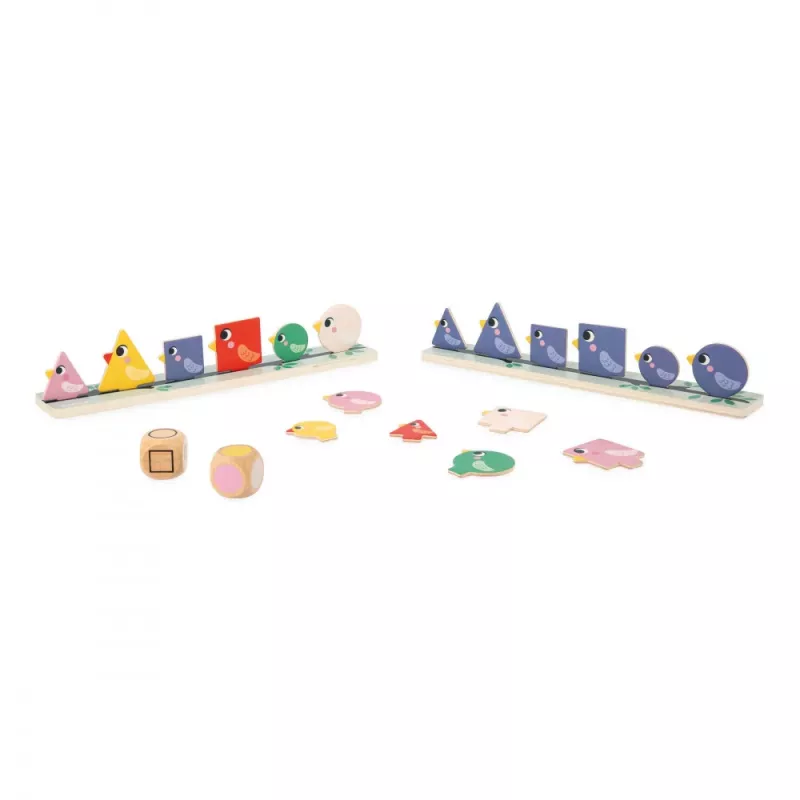Janod Educational Sorting Game Shape, Color and Size Sorting Birds 2+