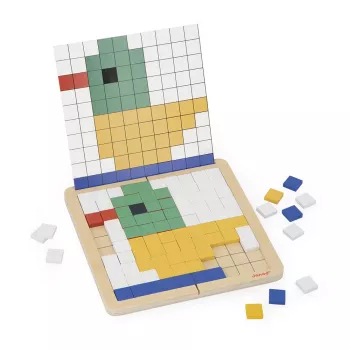 Janod Wooden Mosaic Puzzle Symmetry and Coding 4in1 5+