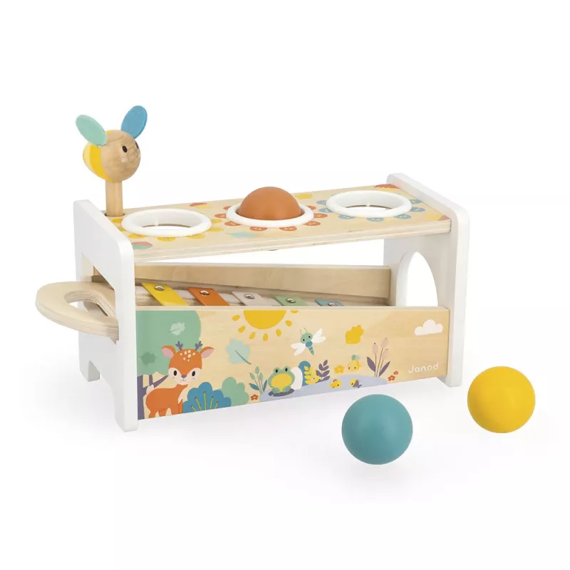 Janod Pure Wooden Xylophone with Ball Track