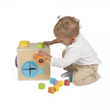 Janod Wooden Sensory Activity Cube 18m+