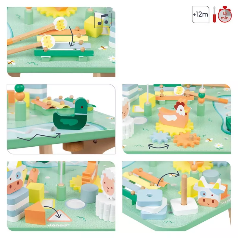 Janod Multifunctional Wooden Educational Activity Table Meadow