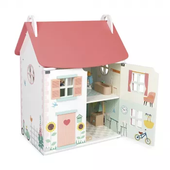 JANOD Lilliputiens Wooden Dollhouse su 15 Aksesuarų J06467