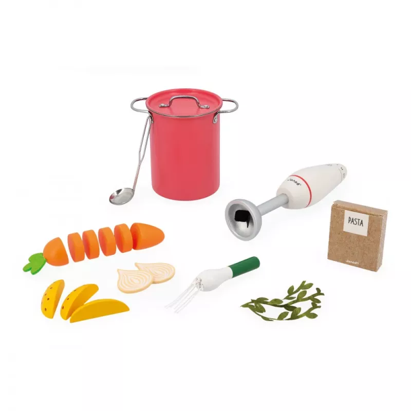 Janod Wooden Soup Cooking Set with Blender and Accessories 3+