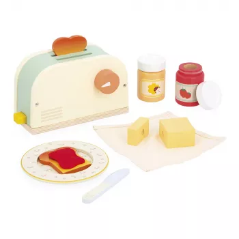 Janod Wooden Breakfast Set with Toaster and 12 Accessories Shiny Grandma 3+