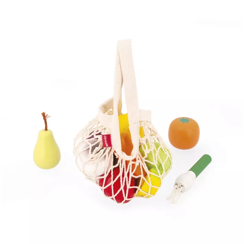 Janod Shiny Grandma Wooden Play Food Set in Net Bag 12 Pieces