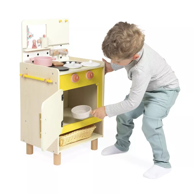 Janod Wooden Play Kitchen with 10 Accessories Shiny Grandma 3+
