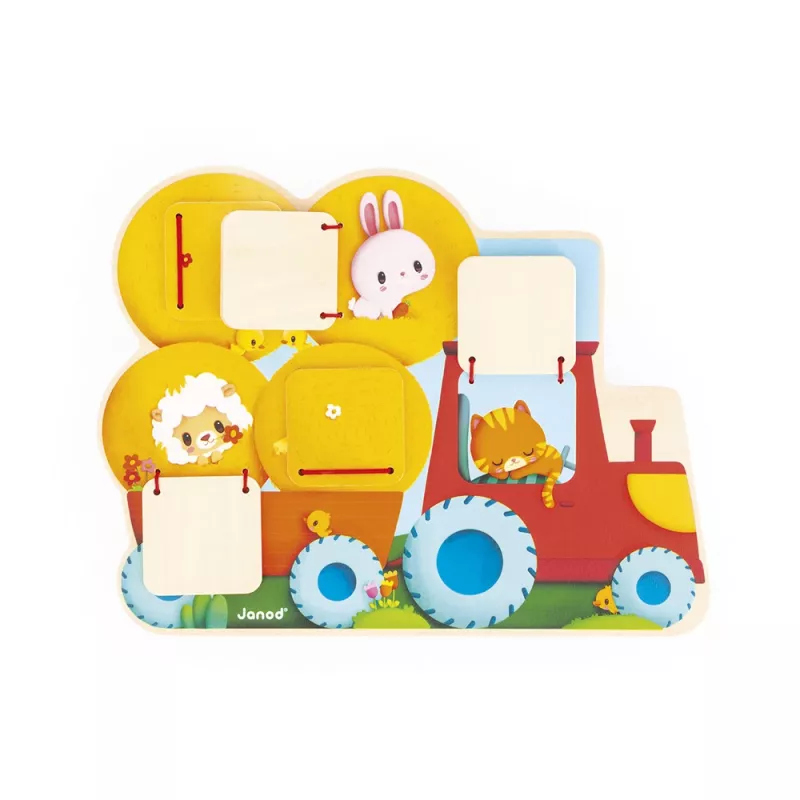Janod Wooden Double-Sided Drawing Board Farm Tractor